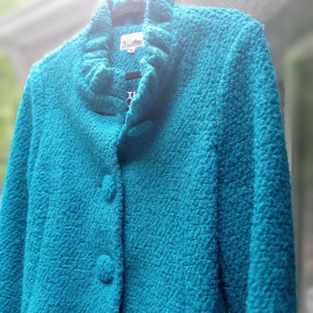Teal tweed coat.. medium